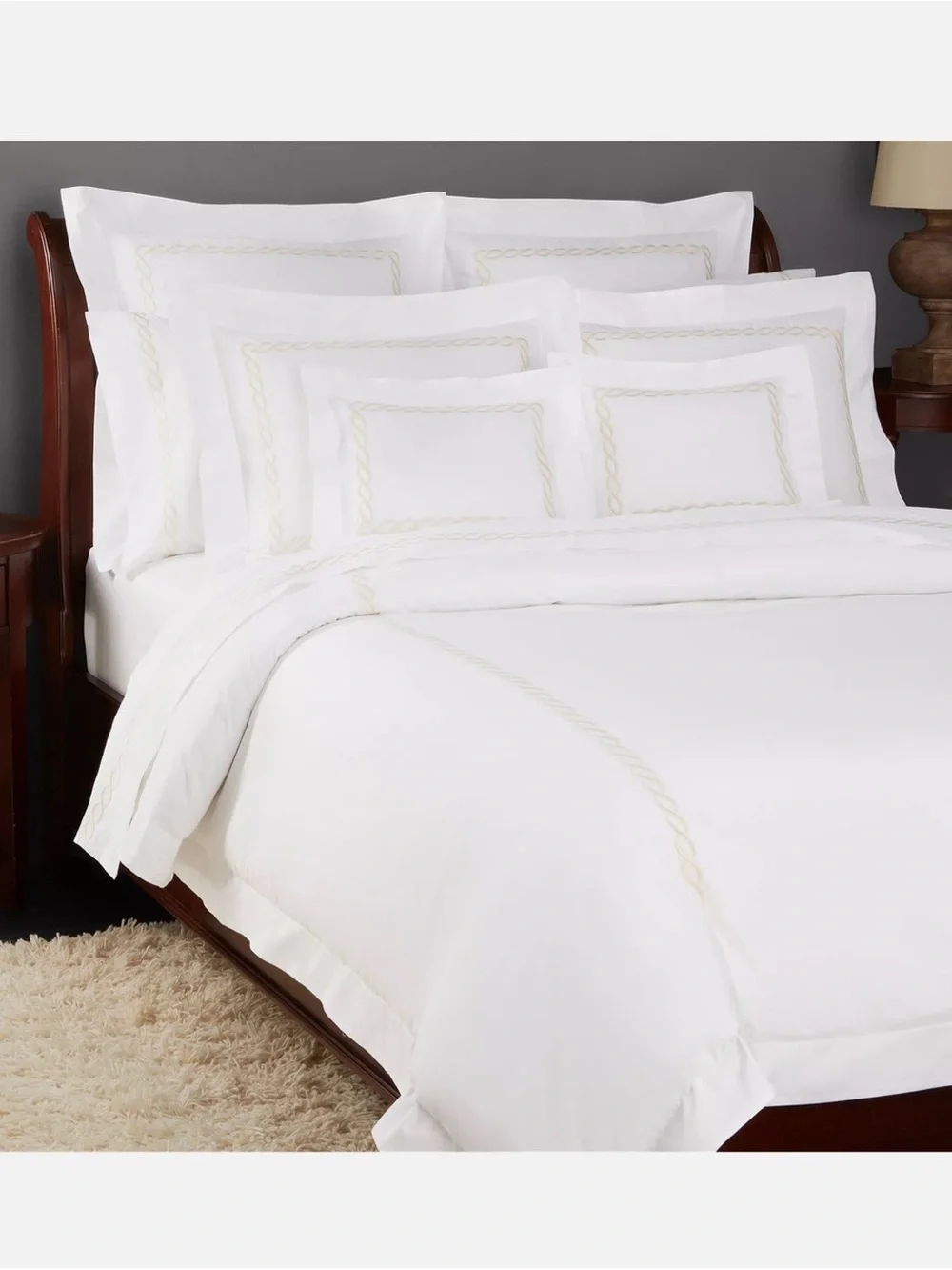 MATOUK Classic Chain Euro Pillow Case Sham Almond Cotton Percale